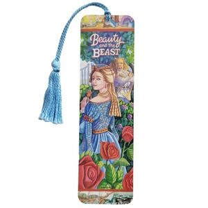 Vintage 90s Beauty Beast Bookmark, Robin Ferguson, rose fairy 1993 Artworks FT02